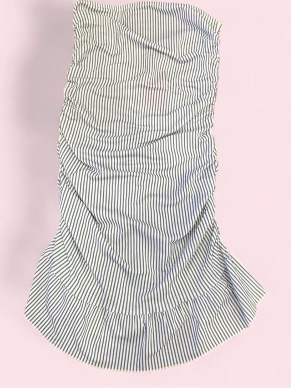 Edikted Navy & White Striped Ruched Midi Dress